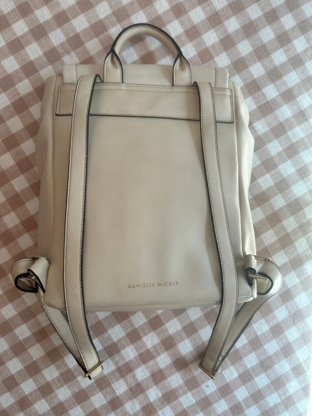 Danielle Nicole Cream Backpack with Gold Bar Accent - Picture 3 of 6